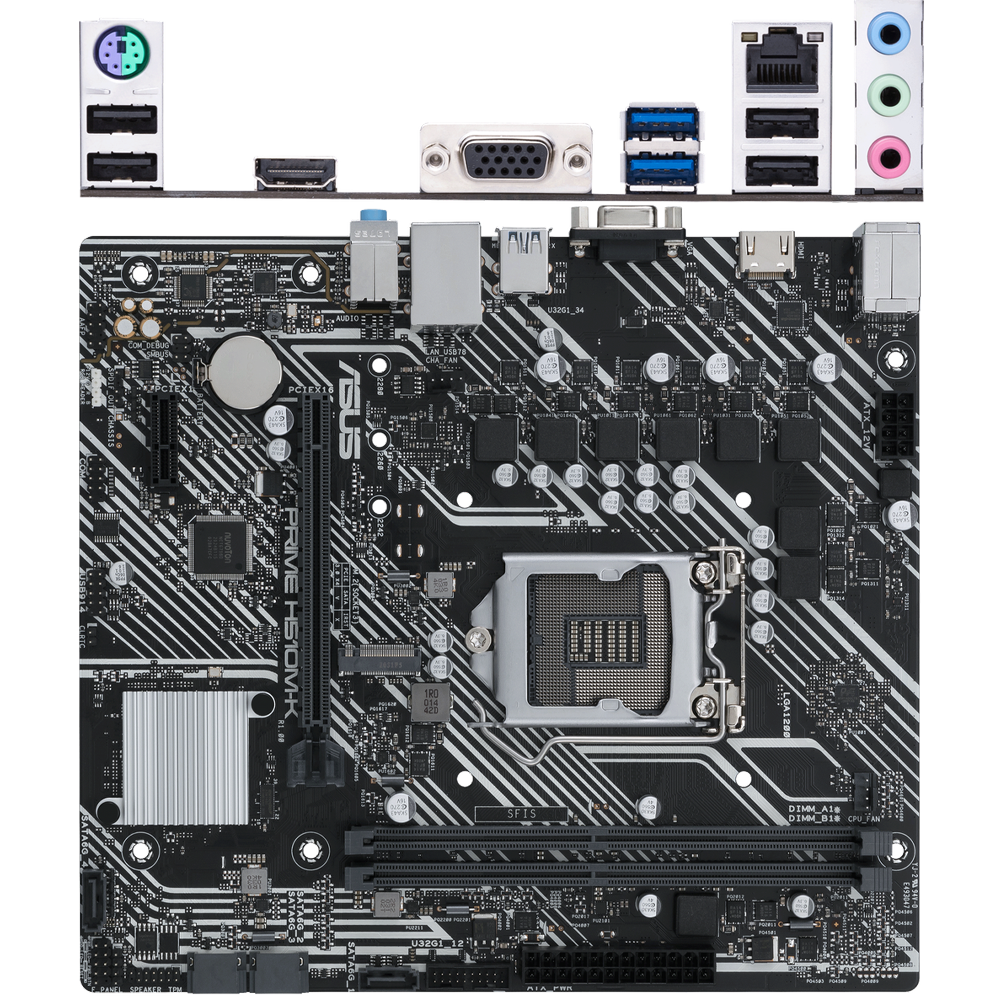 Материнская плата ASUS Prime H510M-K H510 Socket-1200 2xDDR4, 4xSATA3, 1xM.2, 1xPCI-E16x, 2xUSB3.2, D-Sub, HDMI, Glan, mATX