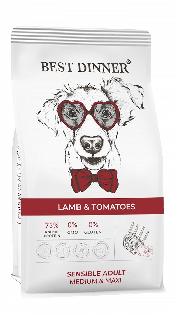 фото Сухой корм для собак Best Dinner Эдалт Медиум/Макси Ягненок с томатами, 15 кг