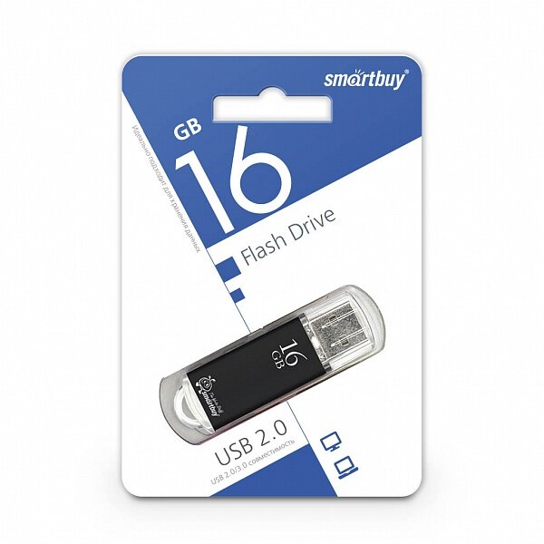 Флешка SmartBuy 16Gb V-Cut black USB 2.0