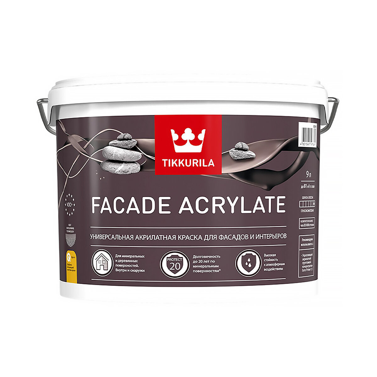 TIKKURILA FACADE ACRYLATE краска акрилатная, универсальная для фасадов и интерьеров, база C (9л)