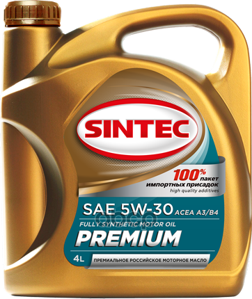 SINTEC Масло Моторное Синтетическое Premium 5w-30, 4л. Acea A3/B4