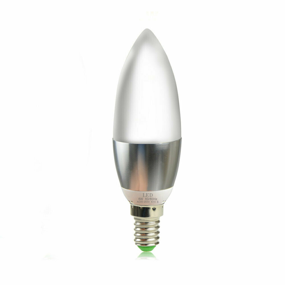 Лампа (LED) свеча прямая, E14, 7Вт. Цвет дневной белый, матовая.Комплект 5 шутк - фотография № 1