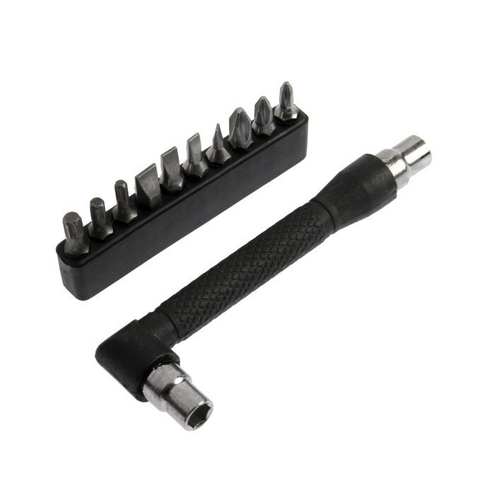 фото Вороток-отвертка с набором бит ЛОМ, Г-образный, 11 предметов