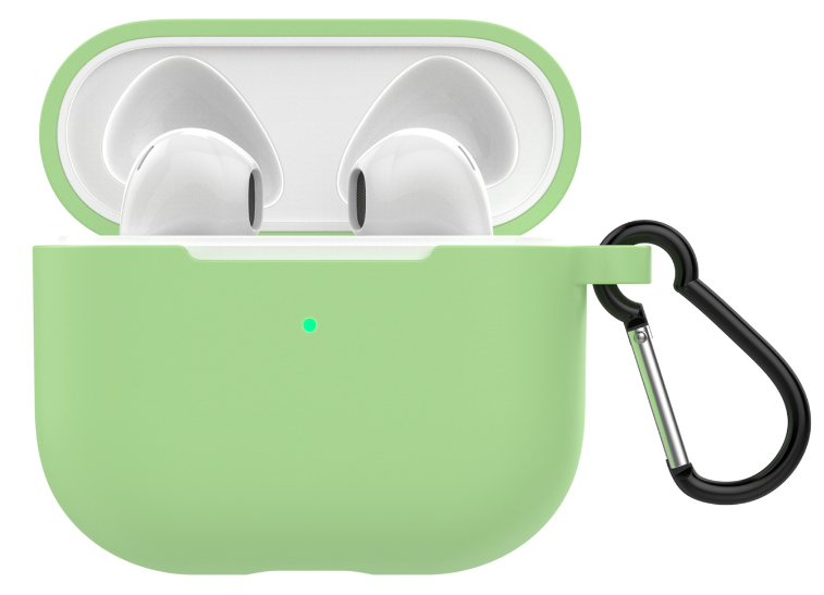 Чехол силиконовый для Airpods 3 case, зеленый с карабином