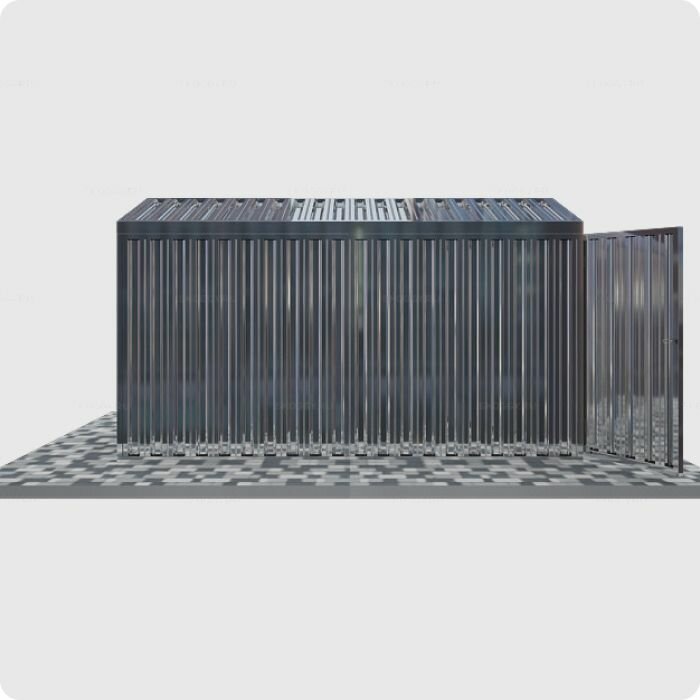 Хозблок металлический SKOGGY 4м, с двухскатной крышей, торцевой дверью и полом - фотография № 8