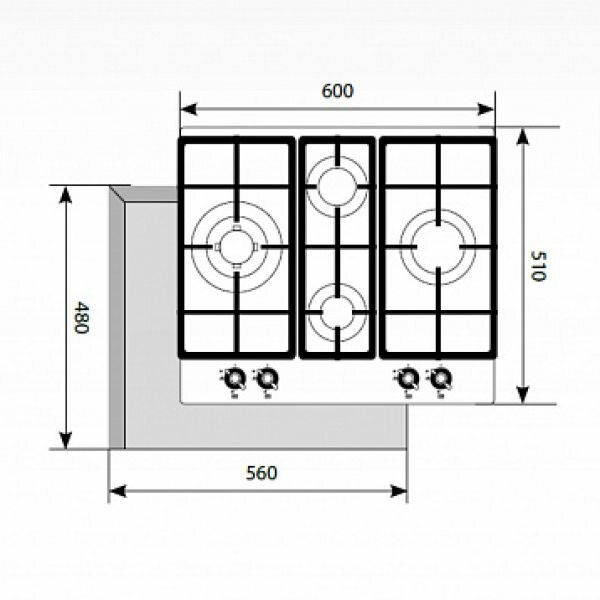 LEX GVG 643C BL газовая варочная поверхность - фотография № 3