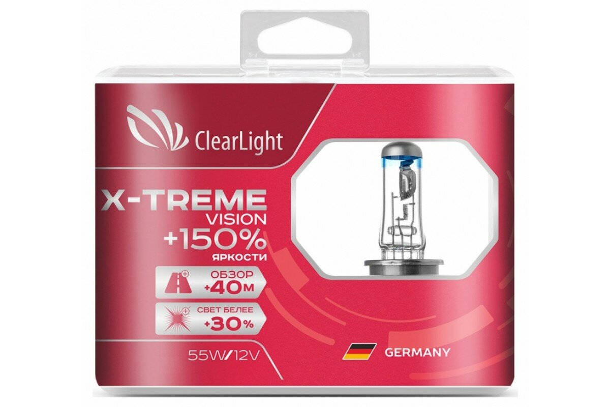 Лампа Clearlight H4 12V-60/55W X-treme Vision +150% Light (компл., 2 шт.)