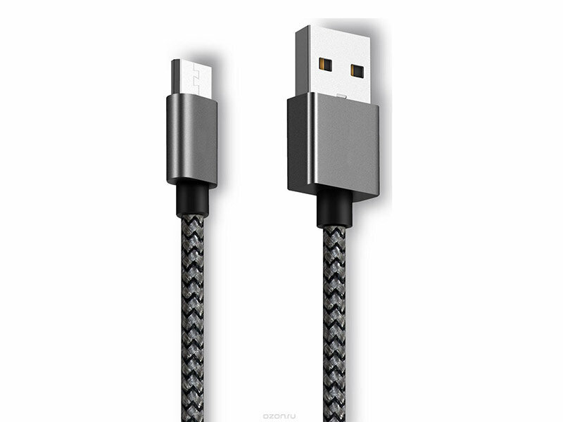 Аксессуар Ginzzu USB - microUSB 25cm Black GC-151B