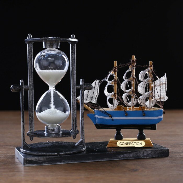 Песочные часы "Фрегат", сувенирные, 15.5 х 6.5 х 12.5 см, микс - фотография № 1
