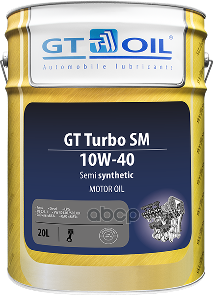 GT OIL Gt Oil^8809059407332 Масло Моторное Gt Turbo Sm, Sae 10w40, Api Sm,Sn/Cf, 20 Л