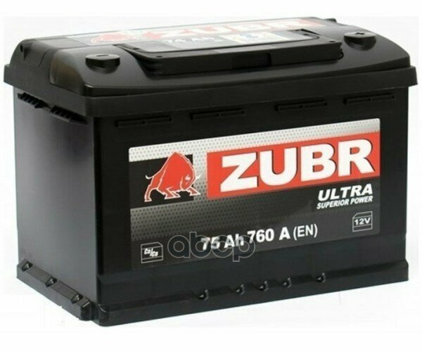 Акб Zubr Ultra 75ah R+ (Zu750) (-/+) 12v 760a En 278x175x190 ZUBR арт. ZU750