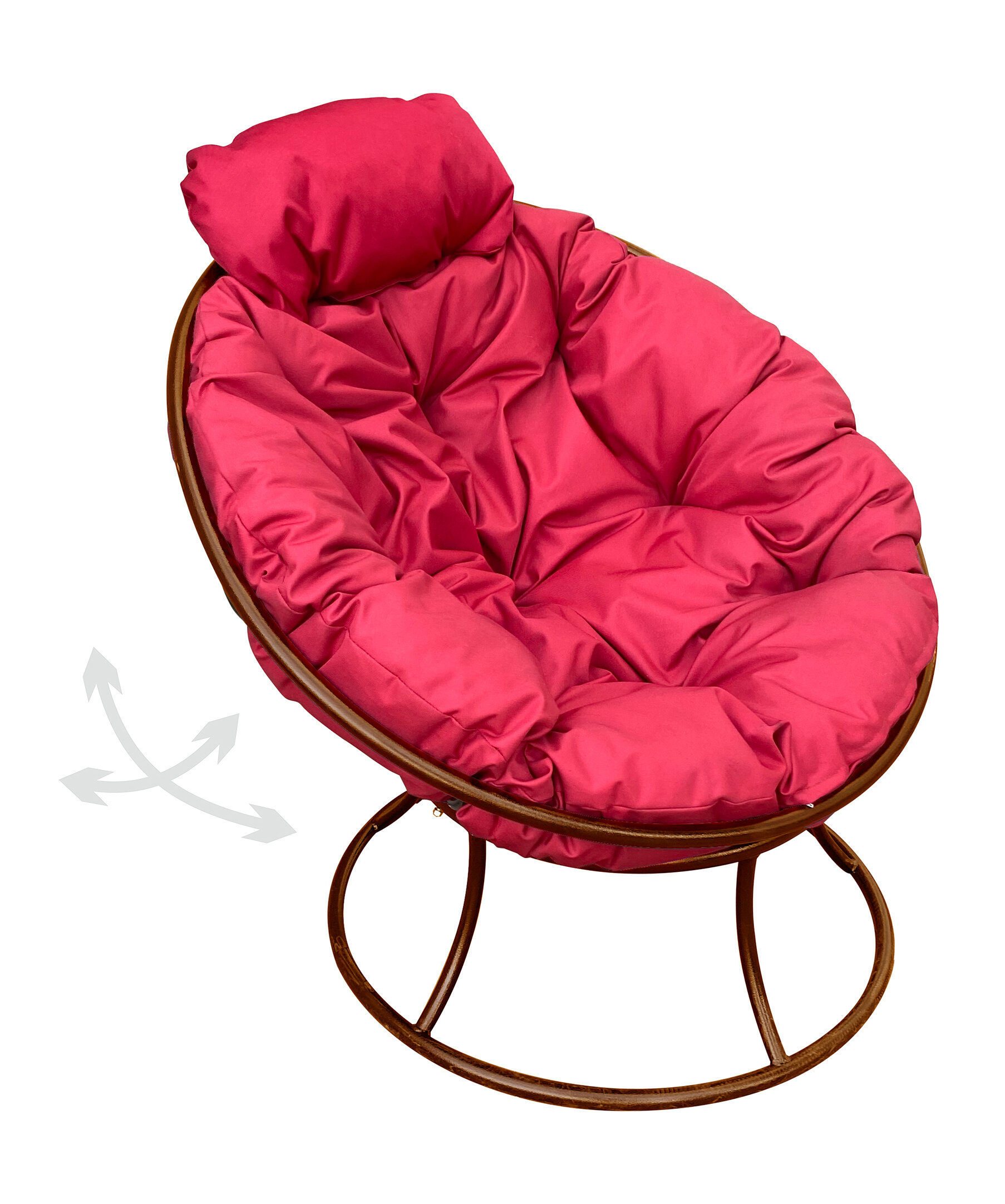 Кресло m-group папасан пружинка мини коричневое, красная подушка - фотография № 1