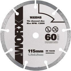 Пильный диск алмазный WORX WA5048, 115х1.6х9.5 мм