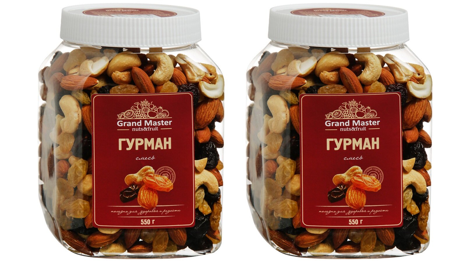 Смесь орехов и сухофруктов Grand Master Гурман, 550 г, 2шт