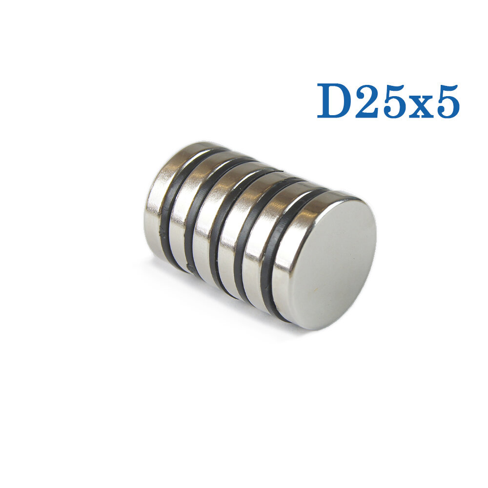 Неодимовые магнитные диски 25х5мм набор 5шт - фотография № 1