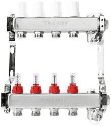 Коллекторная группа ProAqua со встроенными расходомерами, 1"х3/4, 4 выходов