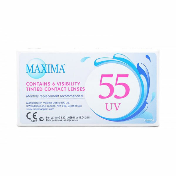 Контактные линзы Maxima 55 UV на месяц asph 6 шт /-2.75/8.6/14.2, уп.