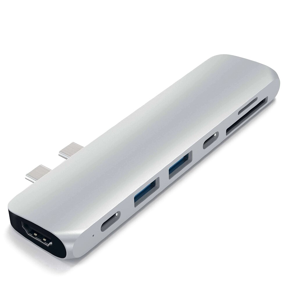 Хаб Satechi Aluminum Pro Hub для Macbook Pro (HDMI, Type-C Thunderbolt 3, SD, microSD, 2 x USB 3.0) Серебро ST-CMBPS