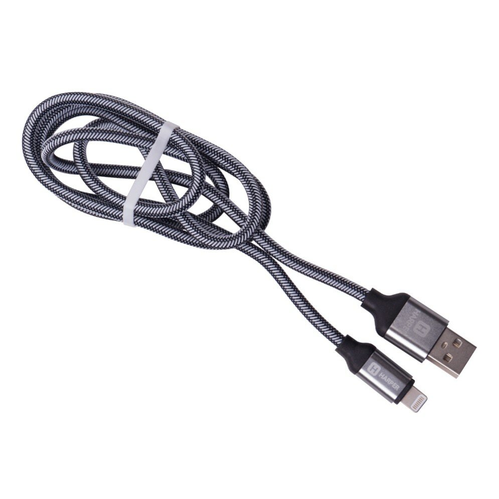 Harper USB - Lightning, BRCH-510 SILVER черный 1м, способны заряжать устройства до 2х ампер