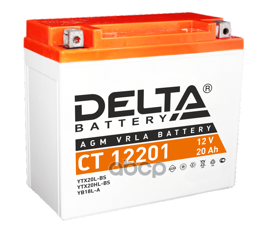 Аккумулятор Delta Battery Мото Agm 20 А/Ч Обратная R+ 177x88x154 En270 А DELTA battery арт. CT12201