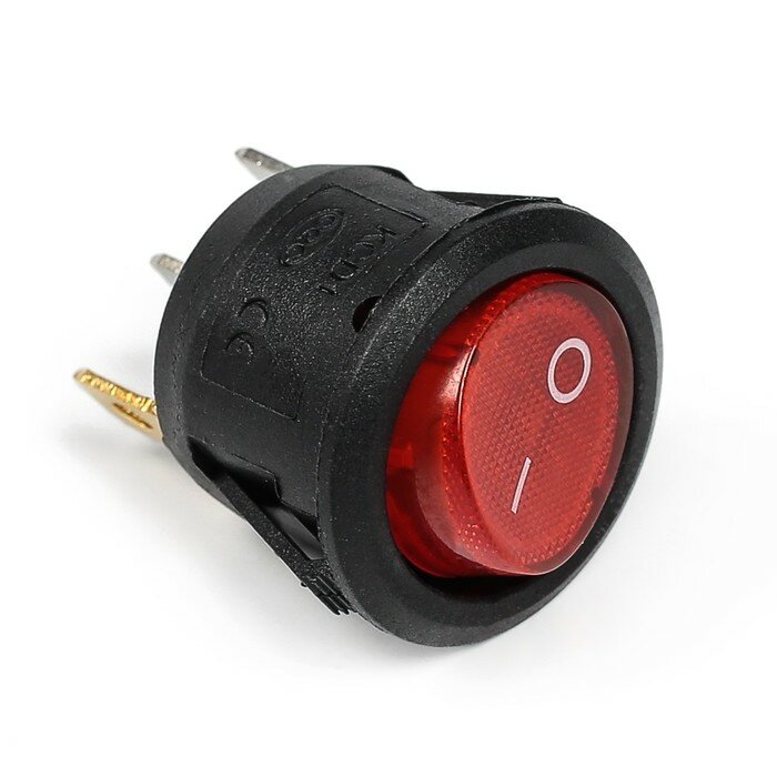Выключатель клавишный с подсветкой, диаметр 23 мм, красный - фотография № 1