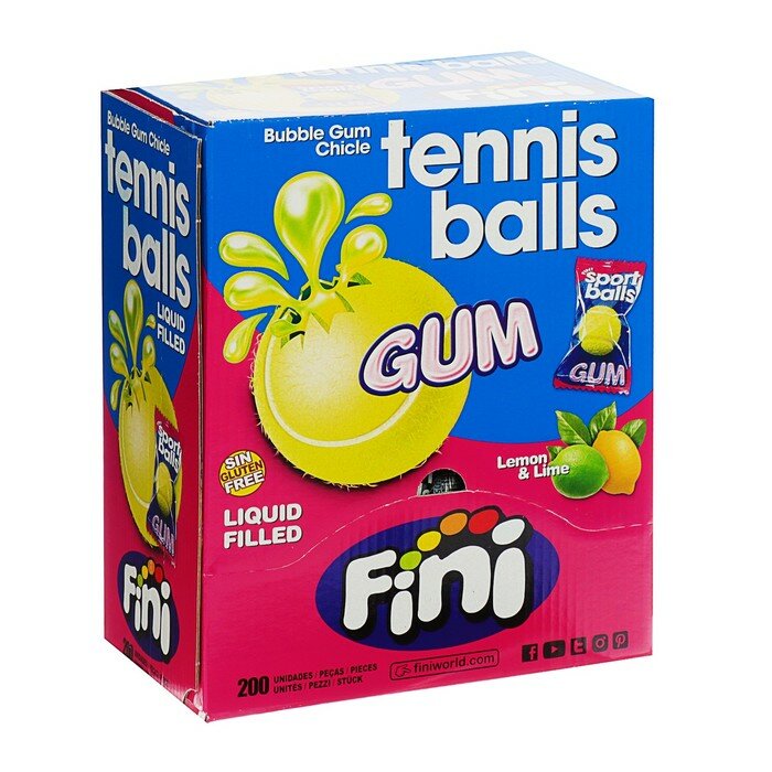 Жевательная резинка TENNIS BALLS с начинкой лимон-лайм, 5 г - фотография № 1