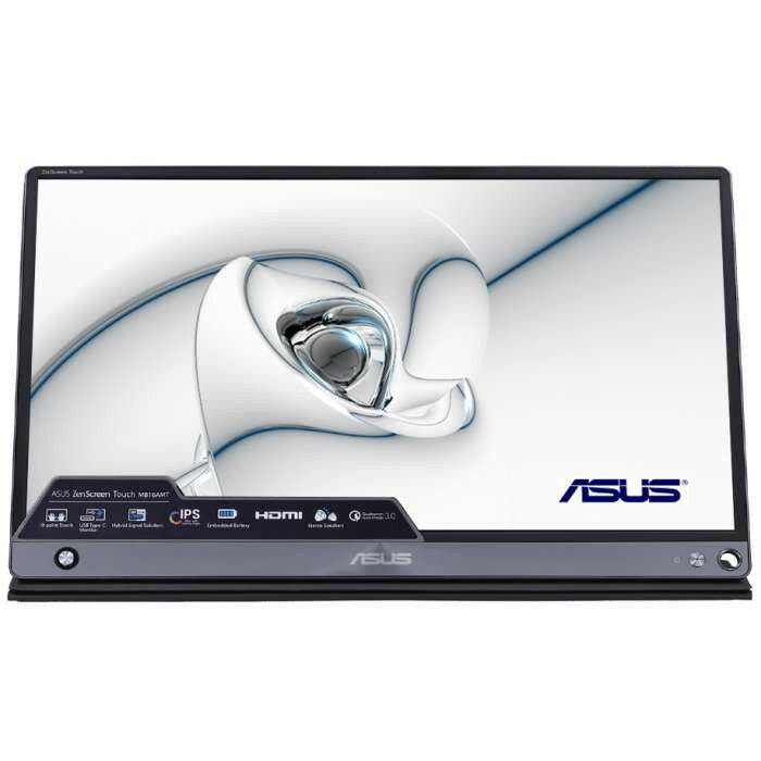 Монитор ASUS 15.6" MB16AMT Touch IPS USB-Portable Monitor, 1920x1080, 5ms, 250cd/m2, 700:1, 178°/178°, Micro HDMI, USB-C, 60Hz, колонки, ZenScreen pen, SmartCase, Compatible Thunderbolt 3, DarkGray, 90LM04S0- ( MB16AMT, Touch, дисплей ЖК, LCD, Full HD )