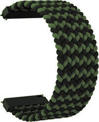 Ремешок нейлоновый GSMIN Braid 22 для Ticwatch E2 (155 мм) (Черно-зеленый)