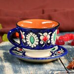 Чайная пара Риштанская Керамика 100мл (тарелка 10см чашка 7,5см) - изображение
