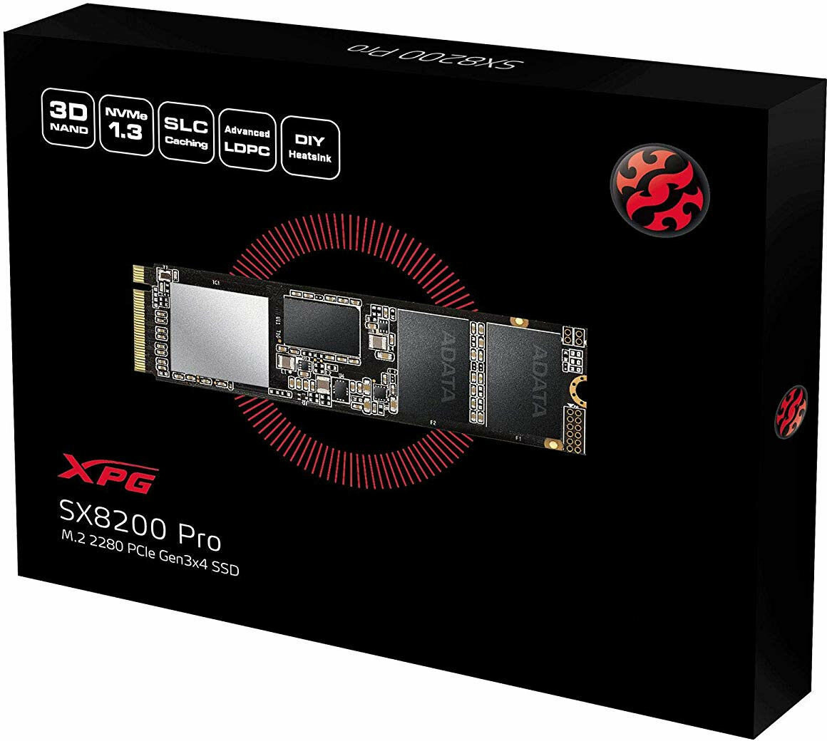 Накопитель SSD Adata ASX8200PNP-512GT-C XPG SX8200 Pro /PCI-E 3.0 x4/512GB /Скорость чтения 3350МБайт/с Скорость записи 2350МБайт/с