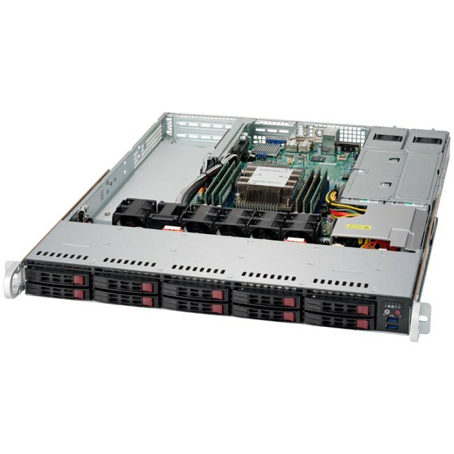 Сервер Supermicro SuperServer 1019P-WTR без процессора/без ОЗУ/без накопителей/количество отсеков 2.5" hot swap: 10/2 x 500 Вт/LAN 10 Гбит/c