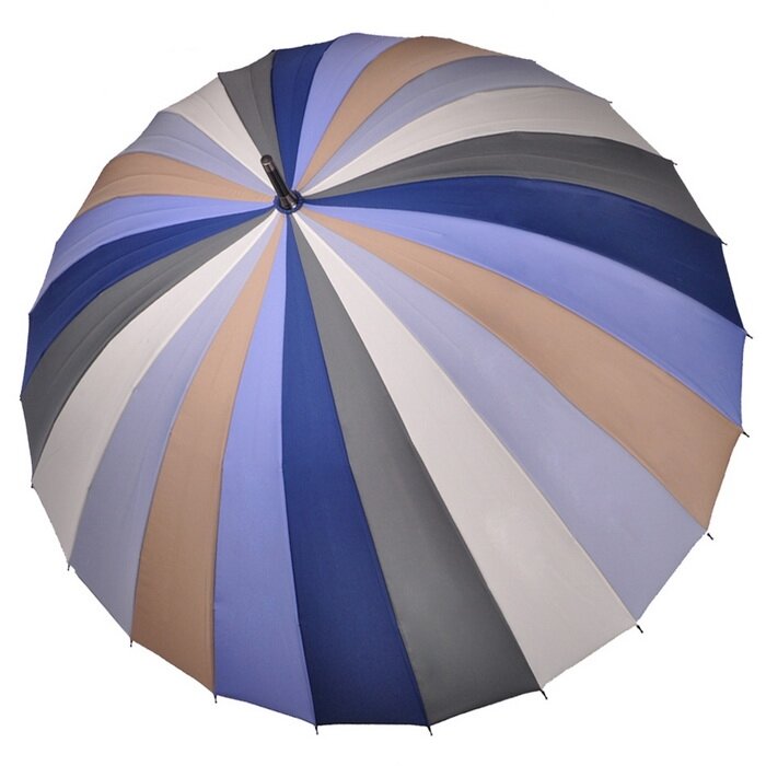 Зонт-трость "Три Слона" женский №2400-3, купол 55 см (D=97 см), 24 спицы, сине-серый