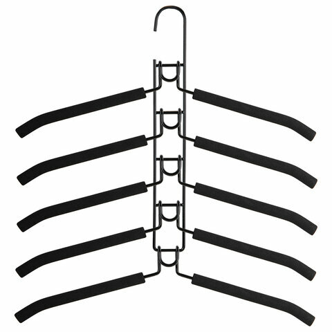 Вешалка-плечики трансформер 5 плечиков, комплект 3 шт., металл с покрытием, черные, BRABIX, 607474 - фотография № 8