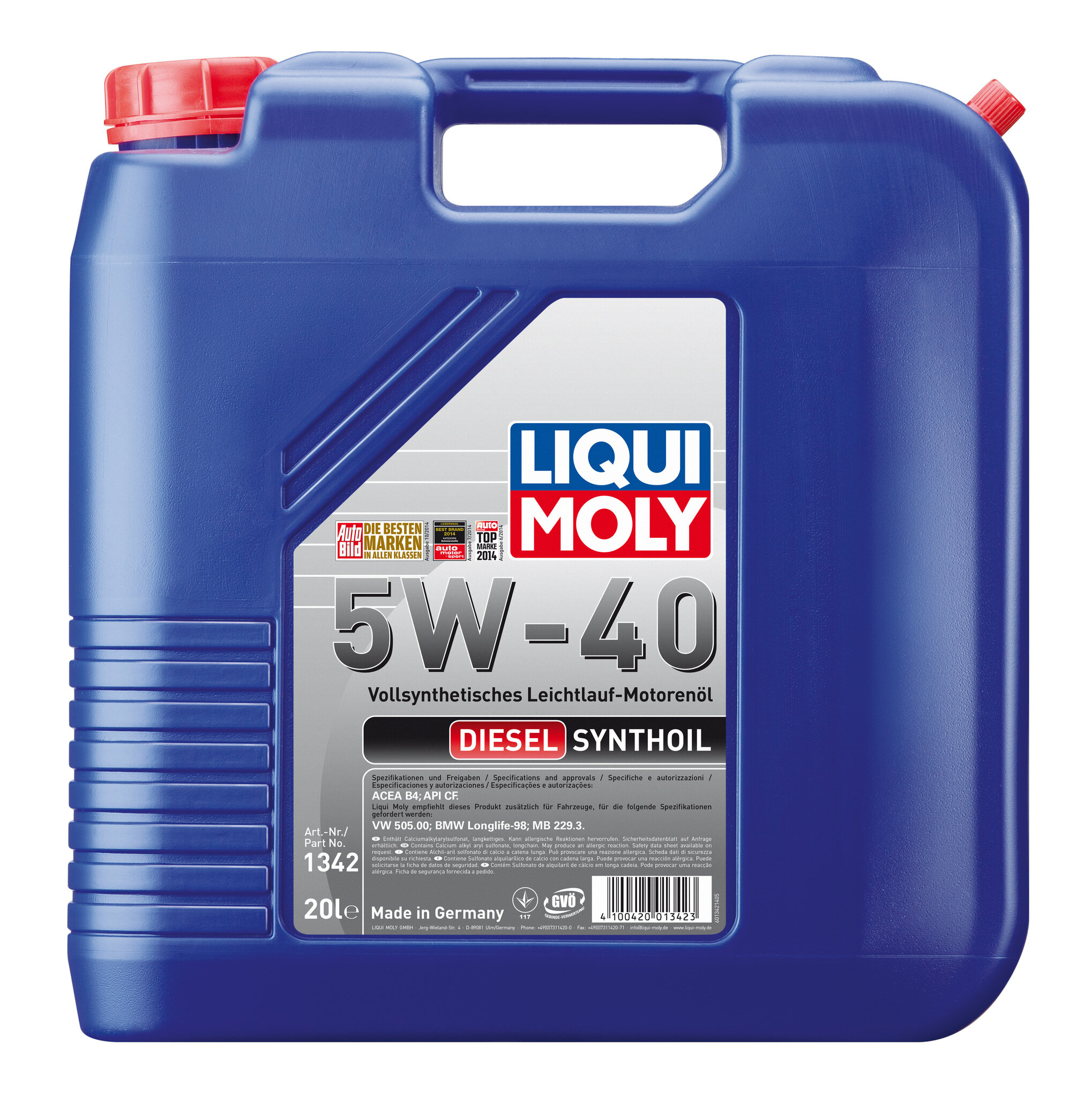 Моторное масло LIQUI MOLY Diesel Synthoil 5W40 синтетическое дизельное 20л