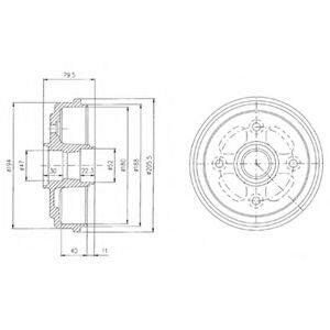 Тормозной барабан Delphi BF400 Chevrolet / Daewoo: 96457238 96316636 96318925 96320387 9632O387 Chevrolet Matiz (M200