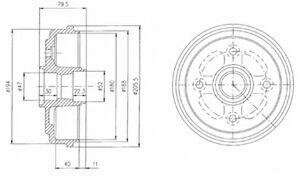 Тормозной барабан Delphi BF400 Chevrolet / Daewoo: 96457238 96316636 96318925 96320387 9632O387 Chevrolet Matiz (M200