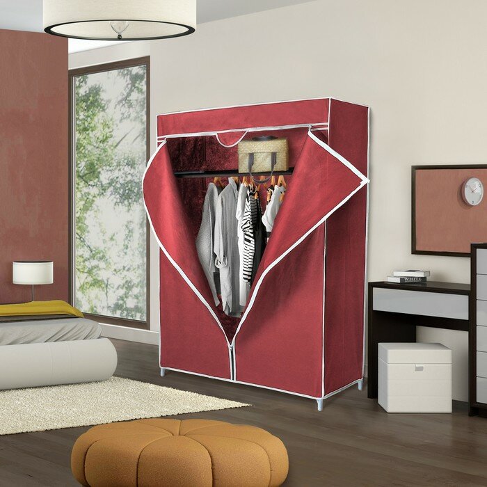Шкаф для одежды, 68×43×145 см, цвет бордовый - фотография № 4