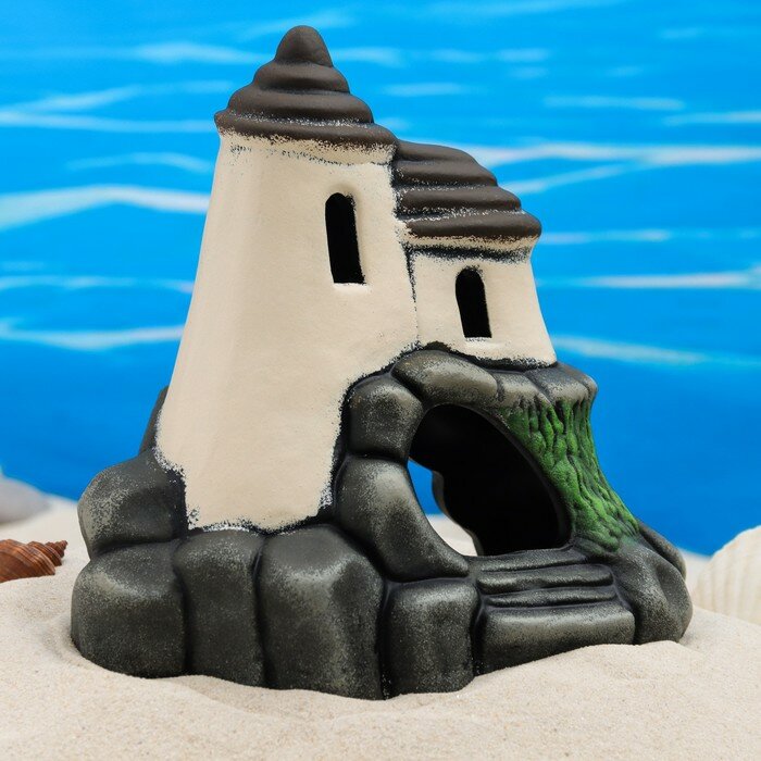 Декор для аквариума "Замок с круглой крышей", керамический, 18 х 12,5 х 17,5 см, белый 96994 - фотография № 1
