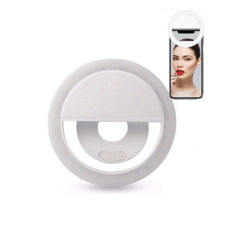 Кольцевая светодиодная селфи лампа с зеркалом для смартфона и планшета круглый led светильник подсветка для телефона