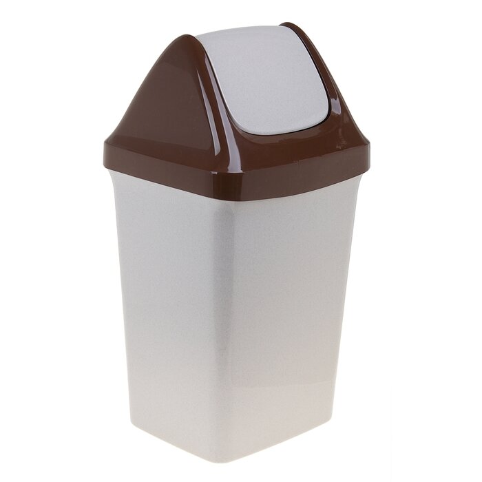 IDEA Контейнер для мусора «Свинг», 50 л, цвет бежевый мрамор - фотография № 1