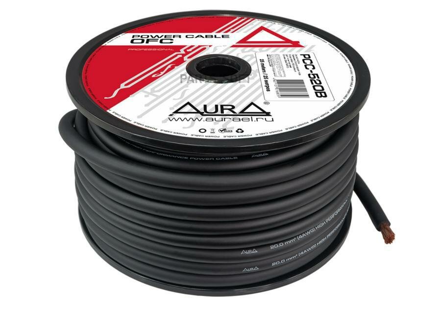 AURA PCC-520B Кабель силовой 2х20мм 4AWG 1м OFC черный AURAPCC-520B