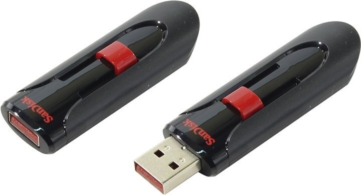 Флешка 256 Гб Sandisk Cruzer Glide (SDCZ60-256G-B35) USB 2.0 Type A, черно-красная