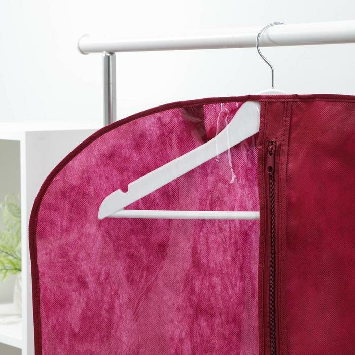 Чехол для одежды 60×100 см, спанбонд, цвет бордо - фотография № 7