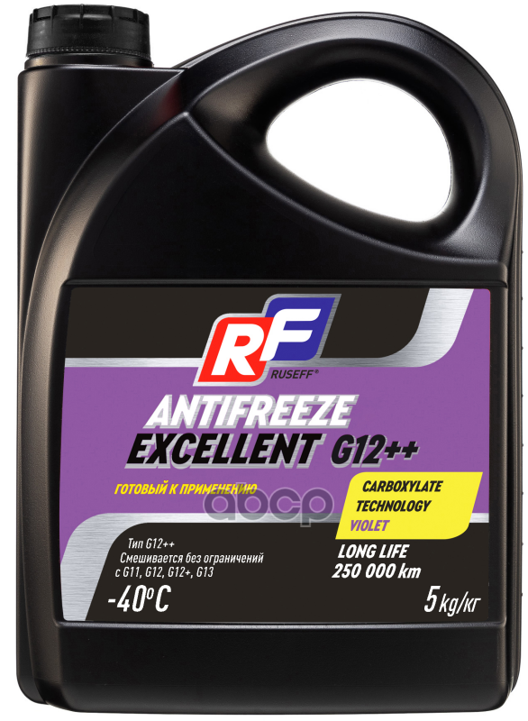 Антифриз, Готовый Раствор Excellent G12++, -40°C, Фиолетовый, 5Кг RUSEFF арт. 17362N