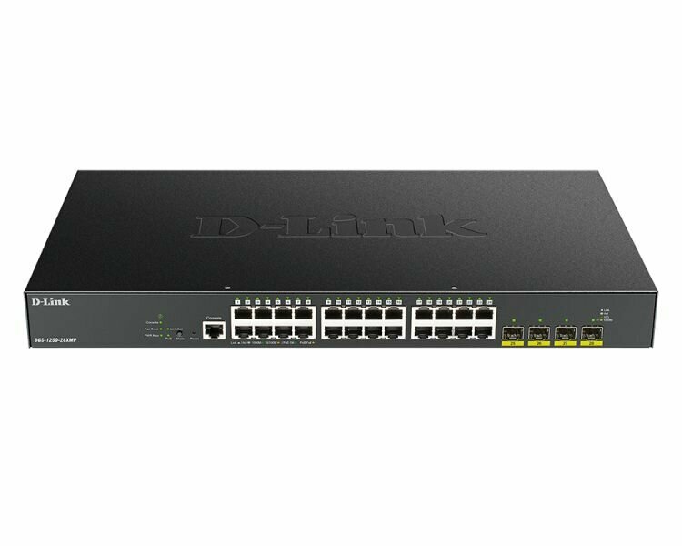 Коммутатор D-Link Smart DGS-1250-28XMP/A1A /PoE 370Вт./Управляемый Layer 2