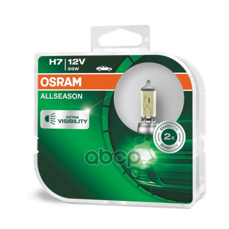 Лампа H7 12v 55w Allseason +30% Px26d, Карт.2 Шт. Osram арт. 64210ALLHCB