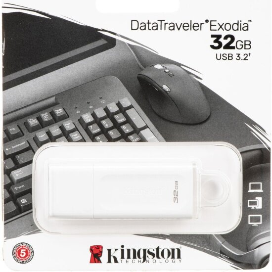 USB флешка Kingston 32Gb DataTraveler Exodia USB 3.2 Gen 1 (USB 3.0) white