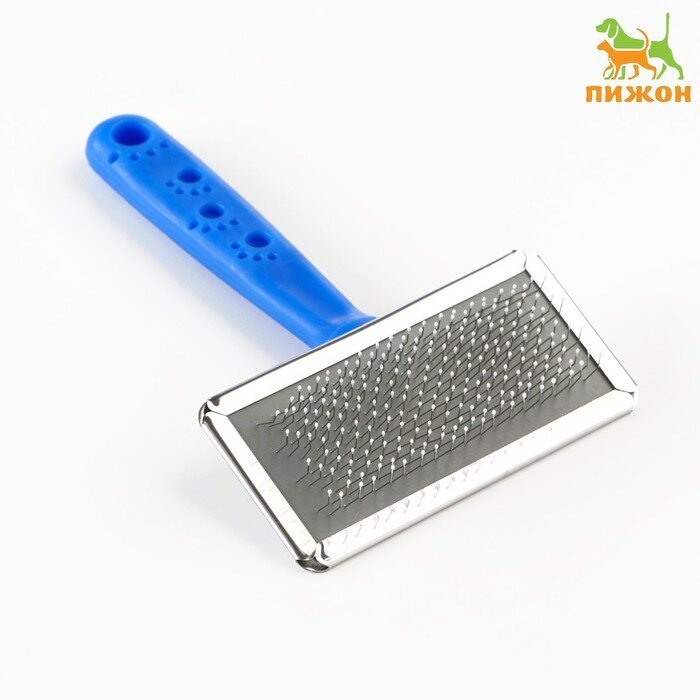 фото Пуходерка "Лапки" средняя с каплями, 9 х 12 см, синяя