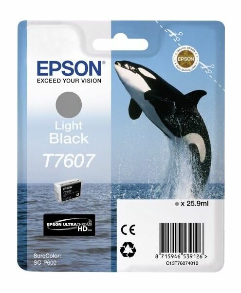 Картридж струйный Epson T7607 C13T76074010 светло-серый (25.9мл) для Epson SureColor SC-P600