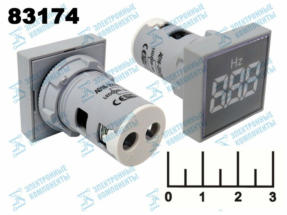 Частотомер 20-75Гц AC AD16-22HZMS белый 22мм (28*28мм)